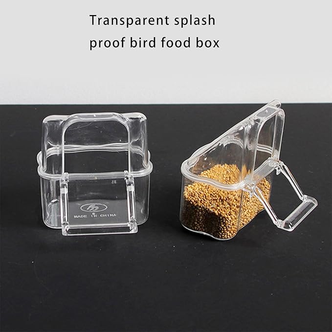 10pcs Clear Bird Feeder Feeding Box for Cage with Easy Installation and Spill Proof Design for Easy