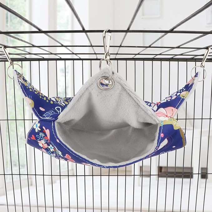 Wontee Bird Double Hammock Warm Nest Bed for Parrot Budgie Parakeet Cockatiel Conure Lovebird Hamster Rat Mice Chinchinlla (S)