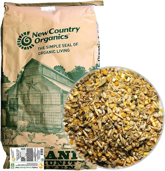 New Country Organics | Organic Grower/Broiler Feed for Growing Chickens | Soy-Free | 19% Protein | Certified Organic and Non-GMO | 25 lbs