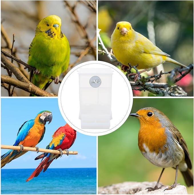 IMIKEYA 2pcs Automatic No Mess Bird Feeder for Cage - Easy Clean Parakeet Container - Ideal for Parrots Cockatiels and Finches Bird Feeding