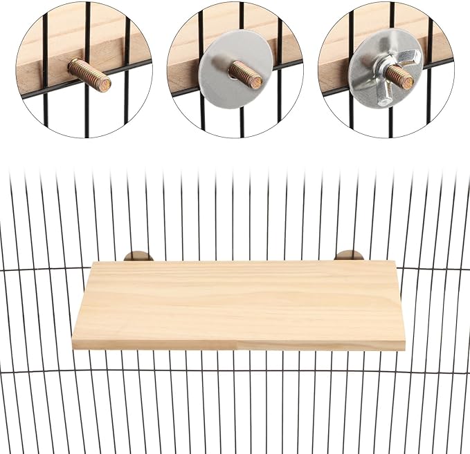 Wontee Bird Perch Stand Wooden Platform for Cockatiels Conures Rats Gerbils Chinchillas Squirrels (S)