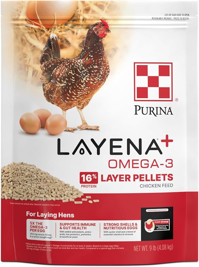 Purina® Layena®+ Omega-3 Chicken Feed Pellets, 9 Pound Bag