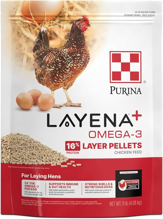 Purina® Layena®+ Omega-3 Chicken Feed Pellets, 9 Pound Bag