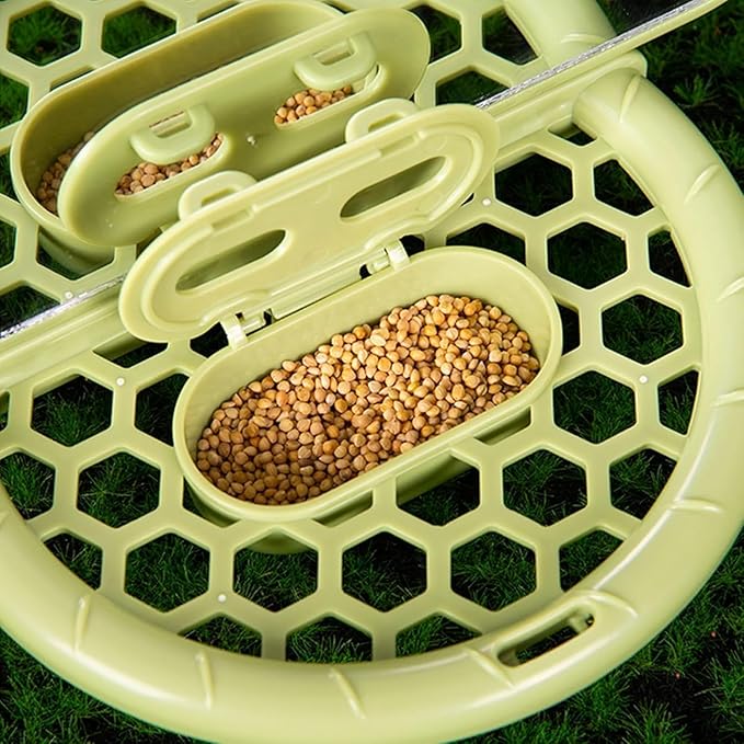 septillar Bird Mirror with Perch Stand, Bird Toys for Parakeet Cockatiel Conure Lovebirds Finch Canaries (Green)