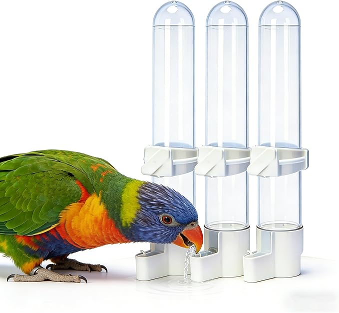 Automatic Bird Water Dispenser Cage Hanging Water Feeder with Anti-Spill Design for Parakeet Canary Small Parrot Lovebirds (3PCS 120ml Water Dispenser)