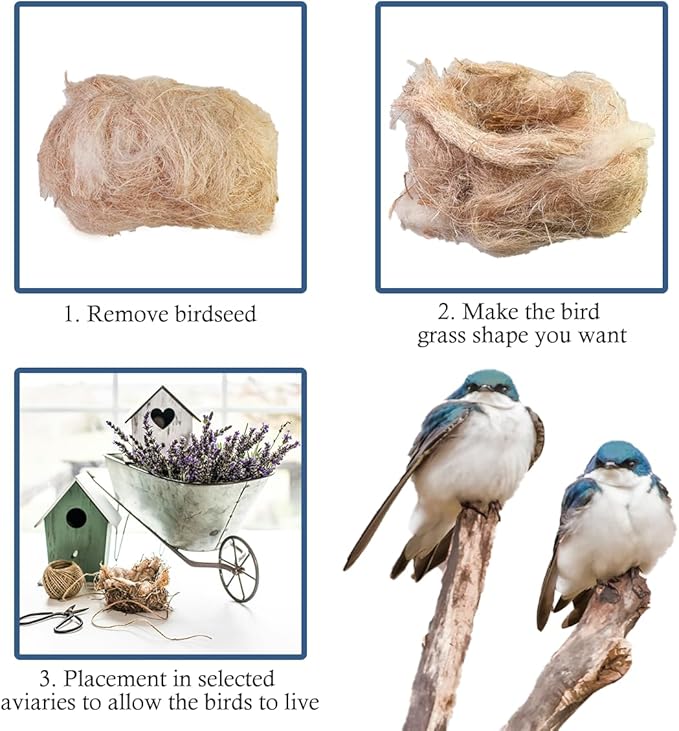 Natural Mixing Bird Nesting Materials,4 Kinds of Material Professional Ratio Matching Nesting Material Pads for Bird,Bird Nesting Material for Budgie,Parrot,Finche,Canaries,Other Birds（2.8oz/80g）