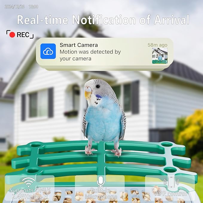 Smart Bird Feeder with Camera Solar Powered, 2.5K HD AI Identify Species, Smart Bird House with Cam, Auto Capture Animal Videos, Instant Notifications, Gift for Animal Lovers and Mom Dad (Green)