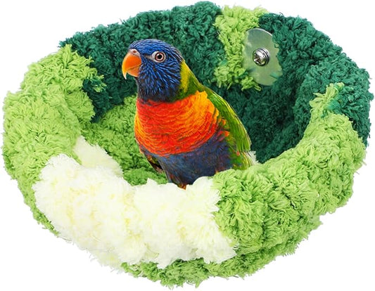 LIOOBO Winter Bird Nest for Cage - Cozy Parakeet Bed with Soft Fleece Lining Easy Cage Mounting Bird Sleeping Hut for Parrots and Small Birds Comfortable Nesting and Breeding Hideaway 6.69X6.69X3.93In
