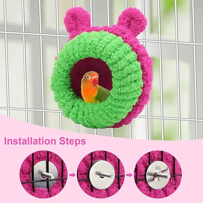 Wontee Bird Nest Bed Breeding House Winter Warm Snuggle Hut for Budgies Parakeets Cockatiels Lovebirds Canaries (Rose)