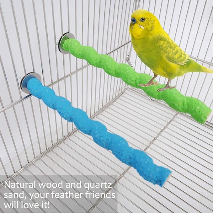 kathson 5 PCS Bird Perch Parrot Stand Cage Accessories Natural Wooden Stick Paw Grinding Rough-surfaced Chew Toy for Cockatiels,Cockatoo,Lorikeet,Conure,Parakeet (Random Color,6.29inch)