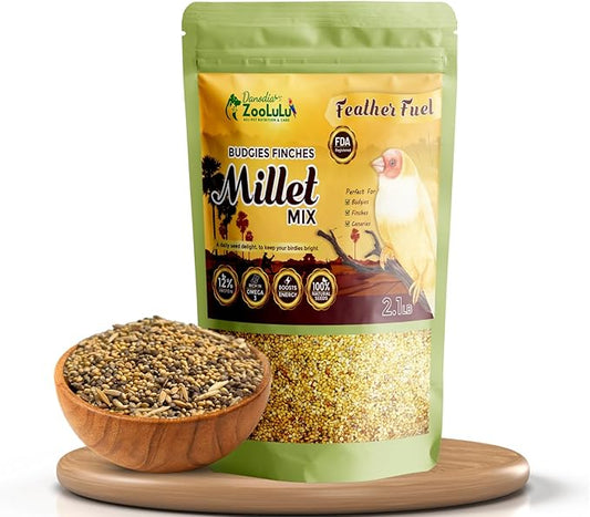 Danodia's Zoolulu Budgies & Finches Millet Mix (950g /2 lbs) | Bird Seed Blend for Budgies, Finches & Canaries | Daily Healthy Nutrition