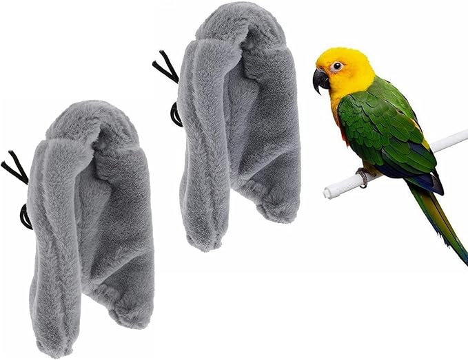 ISMARTEN 2 Pieces Comfort Corner Fleece Bird Blanket, Cuddle Nest Hanging Toy for Bird Cage, Warm Bird Shelter Bed for Small and Medium Parrots, Cockatiel Pigeon and Lovebirds (M)