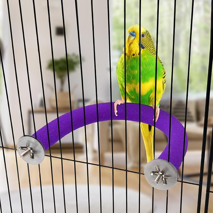 RYPET Parrot Perch Rough-surfaced - Quartz Sands Bird Cage Perches for Medium to Large Bird, U Shape Purple Small