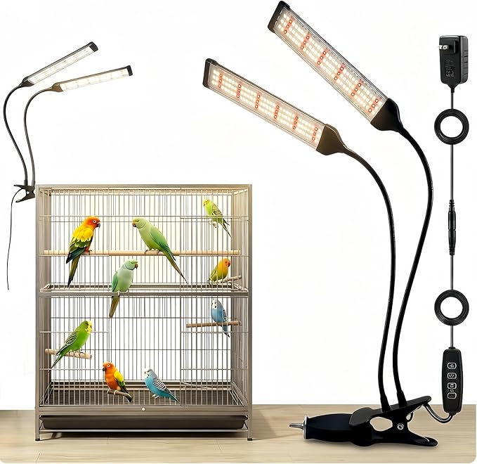 Bird Health Cage Supplementary Light with Full-Spectrum LED Pet Light, Intelligently Timing to Help Synthesize Vitamin D3 and Promote Calcium Absorption