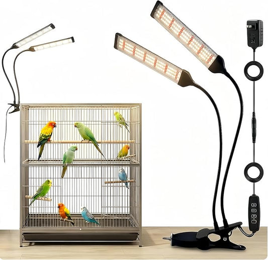 Bird Health Cage Supplementary Light with Full-Spectrum LED Pet Light, Intelligently Timing to Help Synthesize Vitamin D3 and Promote Calcium Absorption