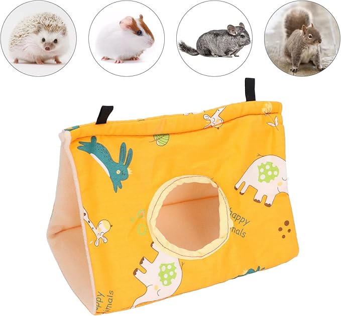 Bird Nest Snuggle Hut with 2 Hooks - Flannel Hanging Bed Tent for Parrots, Hamsters, Squirrels, Chinchillas | Soft Cave House for Small Pets (8.7"x5.9"x5.9")