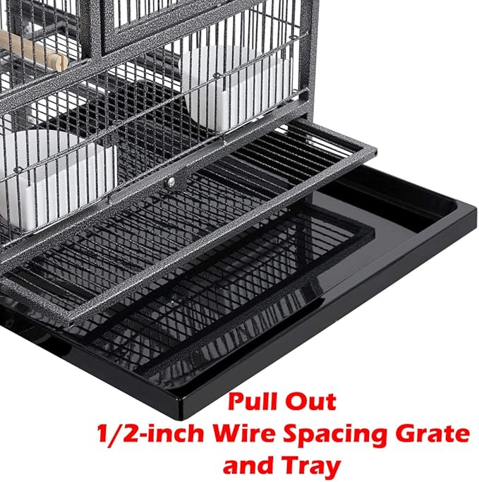 Combo One Stacker Strudy Wrought Iron Center Divided Breeder Breeding Bird Flight Double Rolling Cage for Aviaries Canaries Cockatiels Lovebirds Finches Budgies Small Parrots