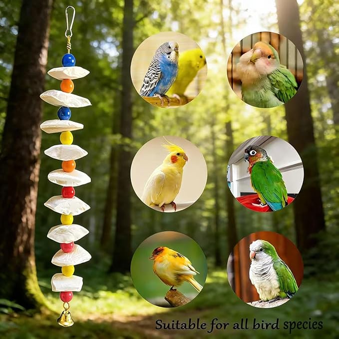 3 Pack Bird Toys with Cuttlebone - Calcium Chew Toys & Grinding Stone for Parakeets, Budgies, Cockatiels, Lovebirds - Promotes Beak Health & Prevents Destructive Chewing
