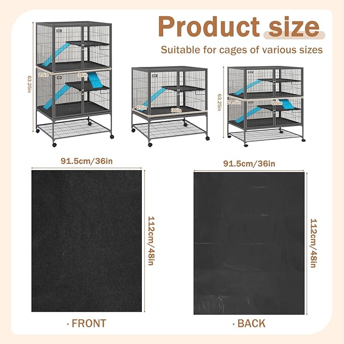 Drydiet 56" x 42" Ferret Playpen Mat, Under Pet Cage Liner, Absorbent/Waterproof Felt Pad for Ferret Cages, Bird Cage Reptile Aquariums, Dog Kennels, with Non-Slip Backing for Hard Floors
