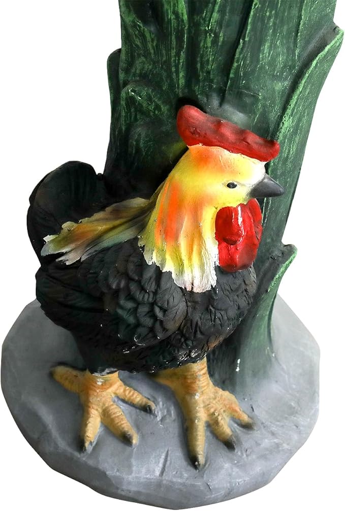 SKYFIRE 23" H Outdoor Birdbath for Garden - Fibre Reinforced Concrete Large Bird Bath Outdoor Decor with Farmhouse Rooster Pedestal for Garden, Patio, Lawn - 20”Dia. X 23”H Rustic Birdbaths & Supports