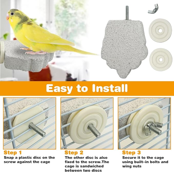 PINVNBY 4 PCS Bird Perches Calcium Parrot Perch Stand Bird Beak Grinding Stone Foot Claws Trimmer Parrot Chewing Toys Bird Cage Accessories for Budgie Cockatiel Conure Lovebird Finch