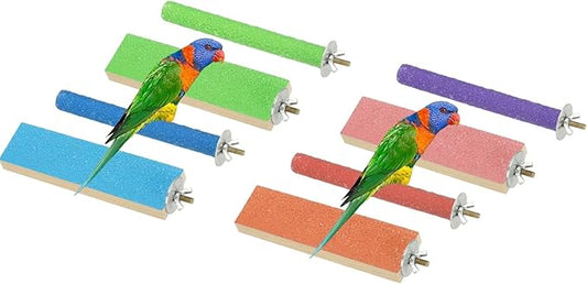Bird Perch Stand, Wooden Parrot Perch Stand Toy, Paw Grinding Stick, Bird Cage Accessories, 6 x 1.57in (4 Colors, 4 Pcs) Birds Toys Intended for Cage/Parakeets/Conure/Budgie