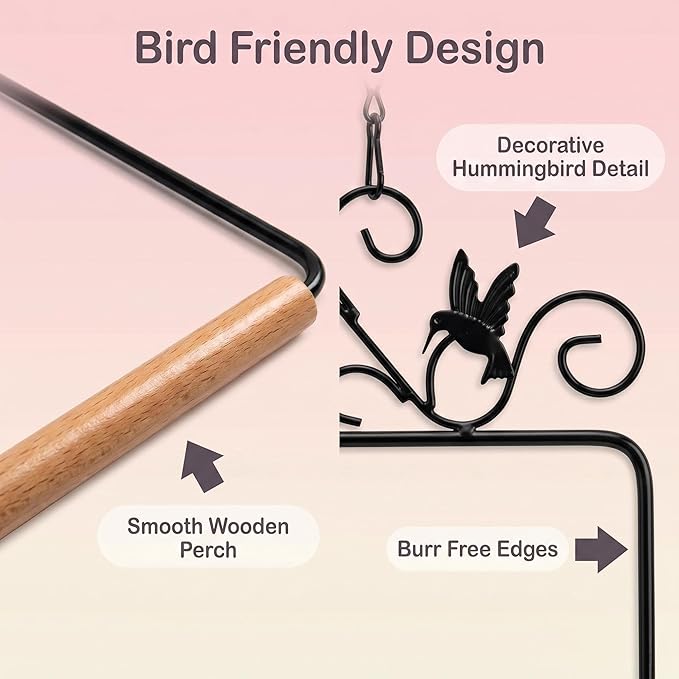 Two piece Metal Bird Swing with crossbars and Hanging Chains - Suitable for Outdoor Bird habitats in Gardens, terraces, lawns, and Tree Trunks - Load-Bearing, Easy to Hang, Black