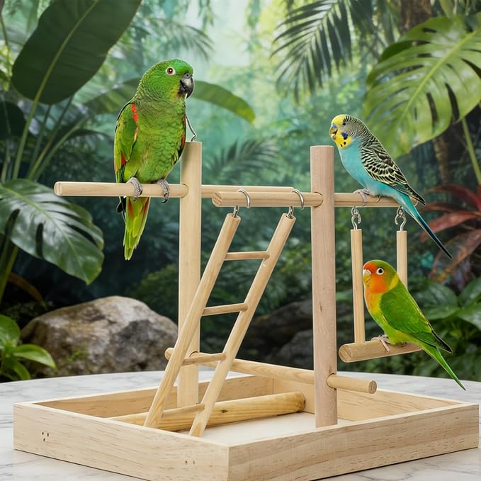 4 Pcs Wooden Bird Ladder, Bird Ladder for Cage, Birds Toys for Parakeets Parrots Lovebirds Cockatoo Birdie Basics Climbing Supplies(3&4&5&6 Step)