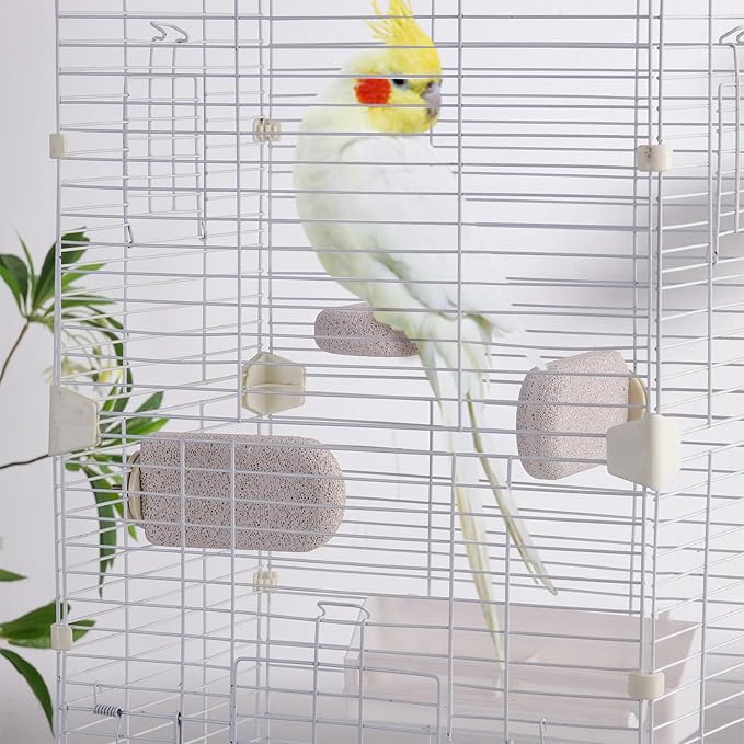 4pcs Bird Perch Stands Foot Claws Trimmer Beak Grinding Stone Parrot Climbing Chewing Toys Cage Accessories for Small Medium Birds Budgies Lovebird Conure (Large)