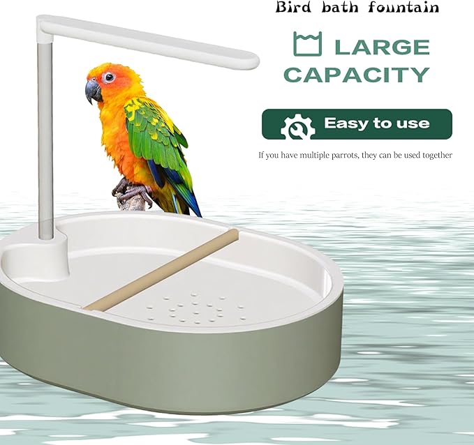 Parrot Shower, Automatic Bird Bath with Pump, Bird Bath, Automatic Bathtub with Circulating Faucet, Large-Capacity Water Tank for African Grey, Cockatiel, Conure, Budgie, Lovebird