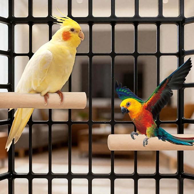2PCS Bird Perches for Cage Wooden Parrot Perch Stand, Parrot Perches Toys Wood Perch with Different Widths Bird Cage Toys Cages Accessories for Macaws, Small Parakeets, Conures, Budgies, Finches