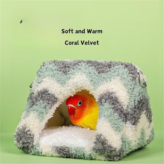 Fangool Parrot Warmth Bird Nest Bird Cage Parakeet Cockatiel Canary Cage Bird Bed Hammock Swing Parrot Lovebird Nest(Green,5.5Lx5.5Wx3.9H(in))