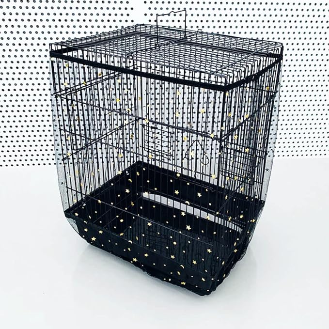 TJCGCKK 2 PCS Mesh Bird Cage Seed Catcher Birdcage Cover Bird Cage Skirt Guard Mesh Netting Twinkle Star for Round Square Cage
