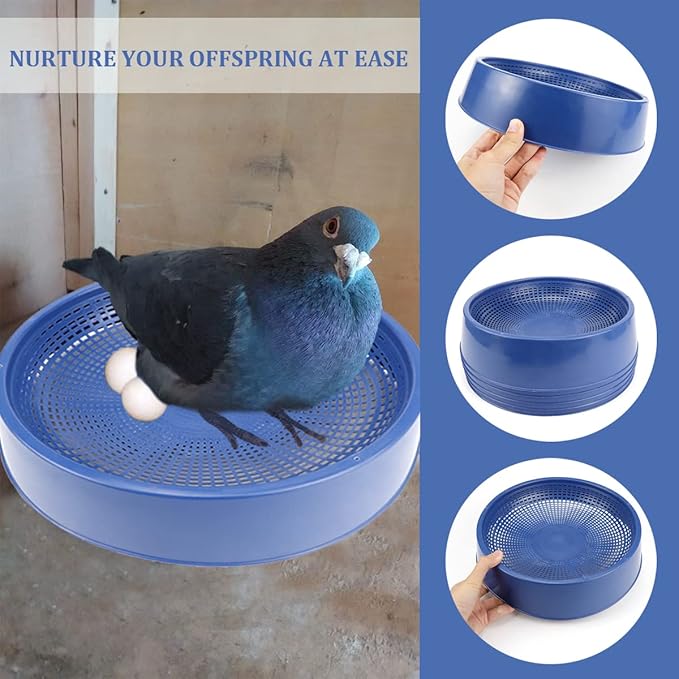 10 Pcs Plastic Pigeon Nest Bird Nest Bowls Pigeon Nest Bowl Breeding Hatching Nest for Pigeons Quails Breeding Hatching (Blue)