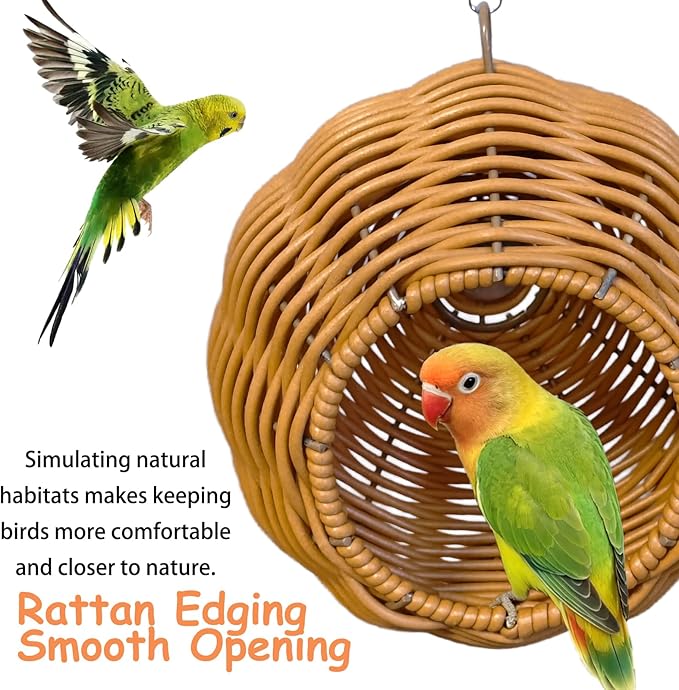 Bird Nest, Warm Bird Bed for Cage Parrot Nesting House Hanging Parakeet Cage Accessories for Lovebird, Canary, Budgie, Finch, Hamster (Single-Hole Style)