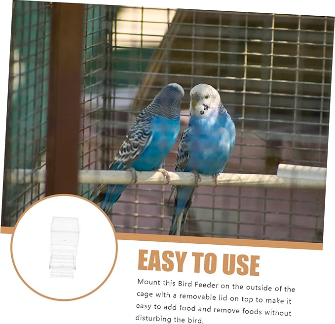 Milisten Automatic Bird Cage Feeder for Parrots Transparent Acrylic Pet Bird Food Dispenser No Spill Design for Parakeets Cockatiels and Lovebirds Birdhouse Feeder for Wild