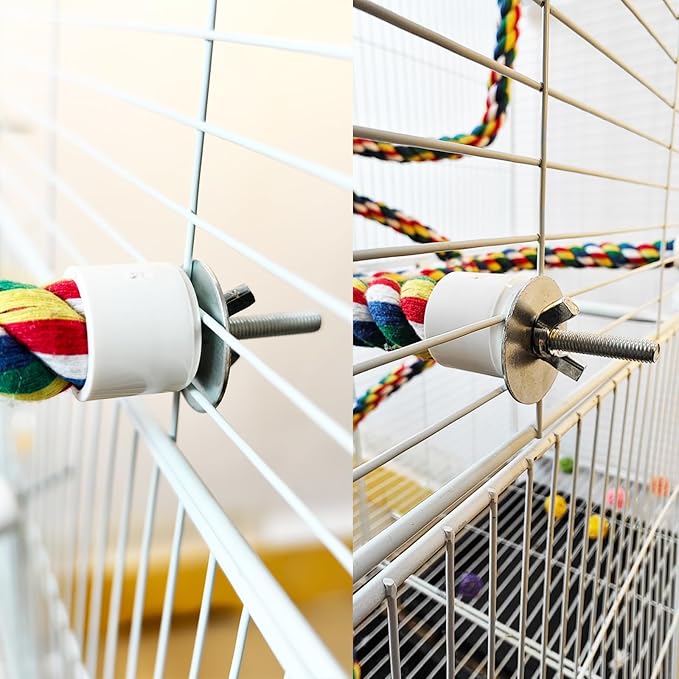 Bird Perch,Bird Rope Perch & Rope Perch,Bird perches for cage,Rope Perch for Conures,Parrots,Cockatiel,Lovebird,Budgerigar,Parakeet Rope perches for cage (2PCS Nipple 24inch)