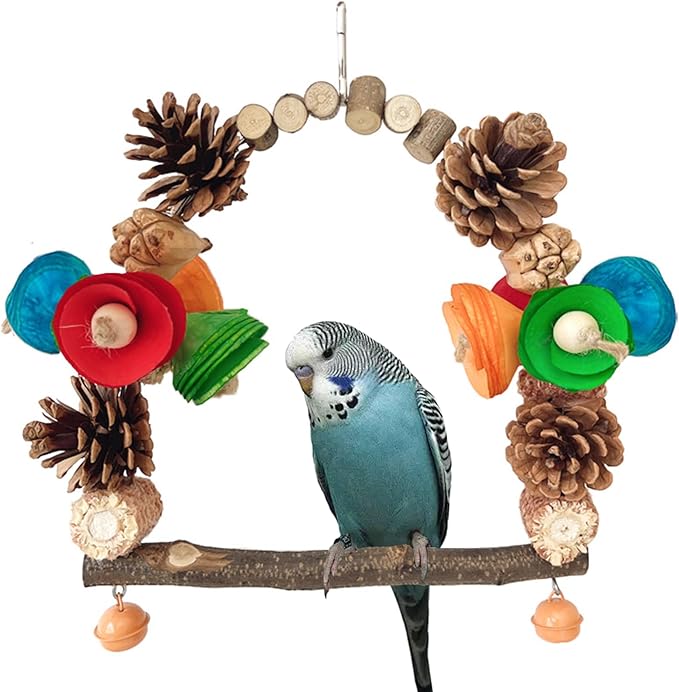 Bird Toys, Bird Perch Stand Playground for Cage, for Small-Medium Parrot, Parakeet, Budgie, Conures(Swing)