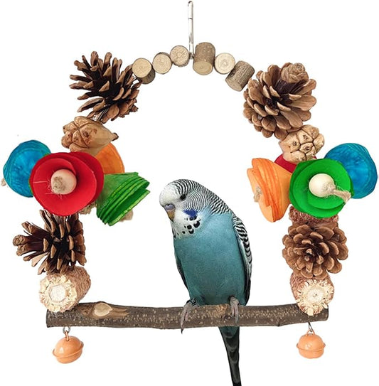 Bird Toys, Bird Perch Stand Playground for Cage, for Small-Medium Parrot, Parakeet, Budgie, Conures(Swing)