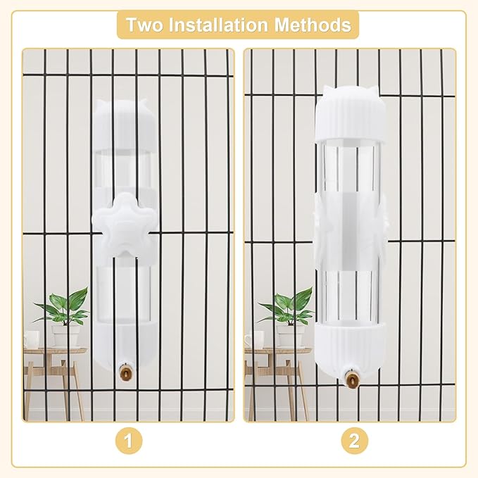 Wontee Bird Water Dispenser Parrot Waterer Automatic Bird Water Feeder for Medium Birds Cockatiel Conure Caique (White (6.8oz))