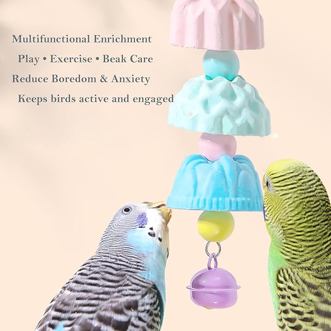 5 Pack Birds Beak Grinding Stone, Calcium Beak Claw Grinding Sticks, Cage-Mounted Parrot Stand Swing, Paw Trimmer Grinding Stone, Bird Perch Stand Toys Accessories