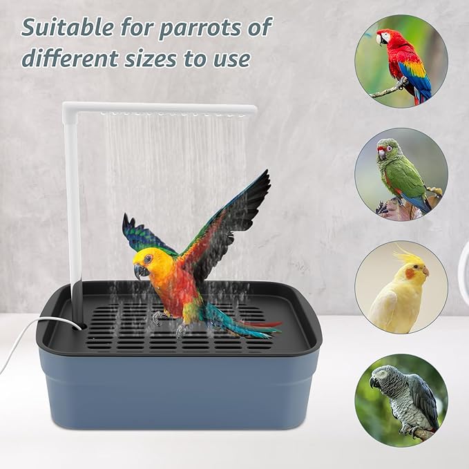 Parrot Bathtub, Automatic Bird Bath Shower with Circulating Faucet, Electric Cockatiel Bathing Pool for Pet Bird, Automatic Circulating Water Birds Shower for Budgie Lovebird, Birds Cage Accessory