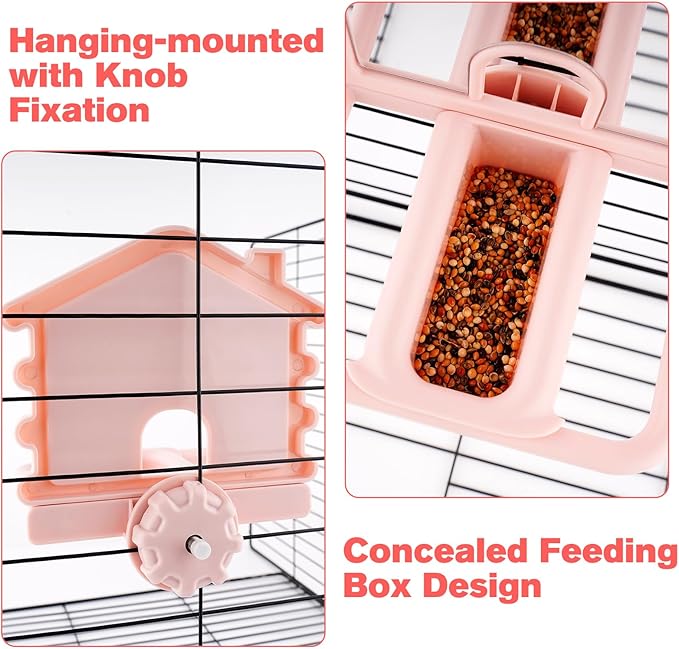 3 in 1 Bird Mirror with Perch Stand,Parrot Mirror for Cage,Bird Swing Toys for Cockatiels,Lovebirds,Conures,Parakeets-Helps Birds Release Stress (Pink)