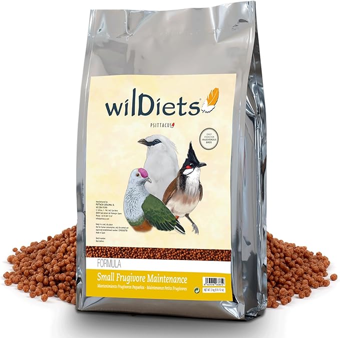 Psittacus Small Frugivore Maintenance 6.6 lb | Low-Iron Breeding Pellet Diet for Small Sized Fruit Eating Softbills | Premium Food for Birds, 100% no-GMO