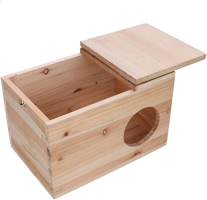 Natural Wooden Breeding Box,Pet Nesting and Hiding House,Nest Cage for Chinchillas Squirrels Hamster Bird Small Animals
