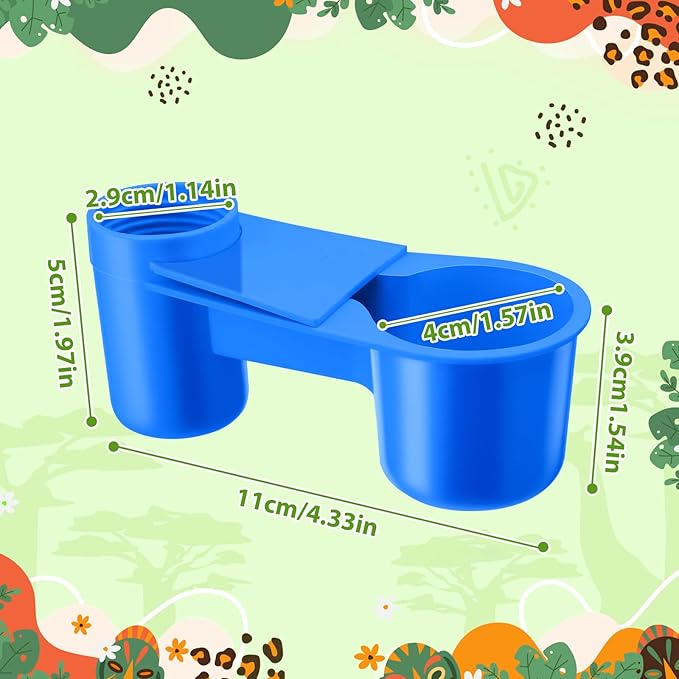 LemonRoad 24 Pcs Bird Drinker Feeder Cups Plastic Water Bottle Cup for Cage Ideal for Pigeon Bottle Chicken Quail Poultry Waterer Accessories(Blue)