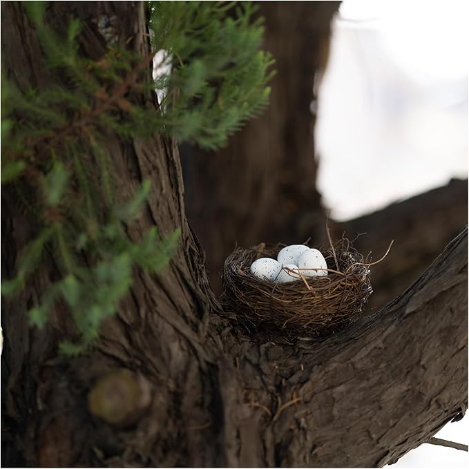 24PCS Small Faux Bird Nests with Eggs – Handmade Rattan Bird Nests for Easter, Weddings, Home Parties, and Christmas Tree Decorations – Includes Mixed Size Nests and Assorted Eggs
