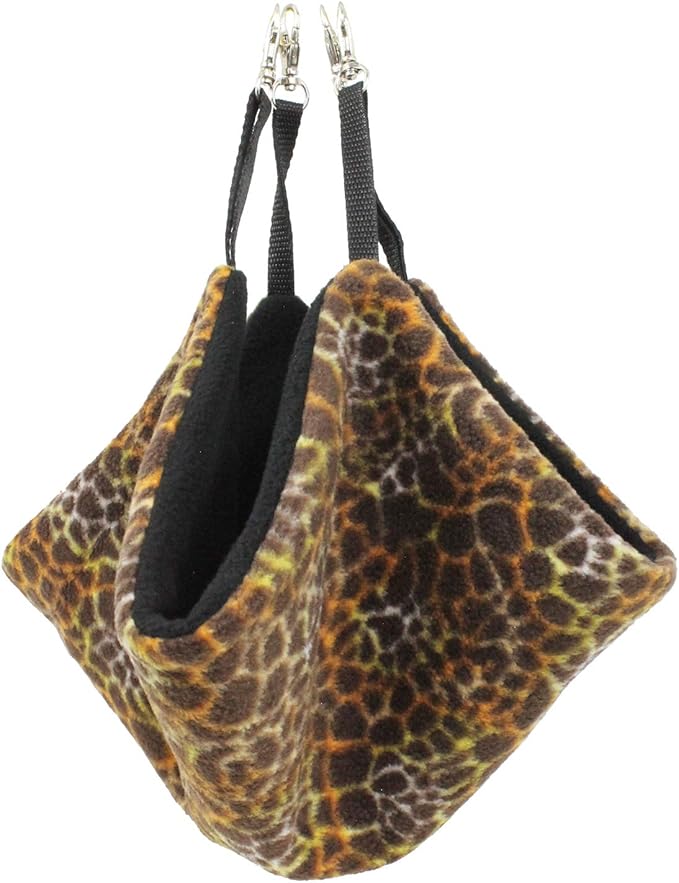 Parachute Pouch (Giraffe) - Hanging Fleece Cage Accessory Toy for Sugar Gliders, Marmosets, Rats, Hamsters, Flying Squirrels, Ferrets, Birds, Chinchillas, Parrots - Hammock, Tower, Bed, Nest Pouch