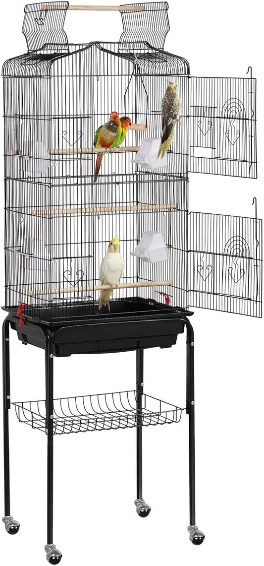 Topeakmart Open Play Top Large Parakeet Small Parrot Bird Cage with Stand for Budgies Finches Canaries Lovebirds