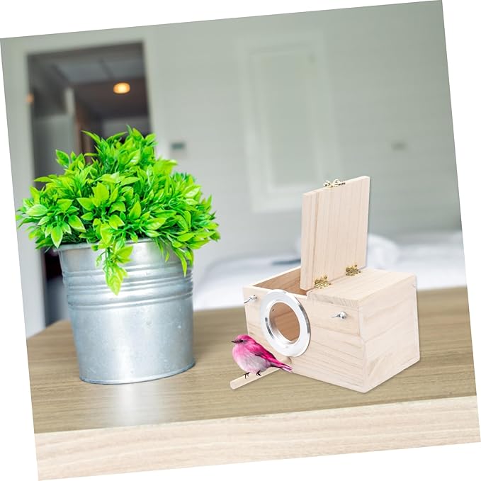 Parakeet Nest Box Bird House Budgie Wood Breeding Box for Lovebirds Parrotlets (Small Size)